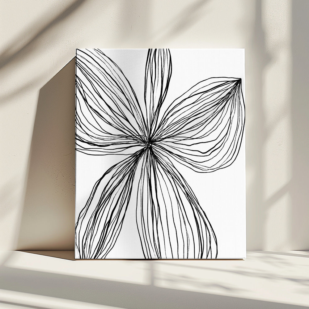 Minimalistische schwarz-weiße Blütenblätter | Leinwand
