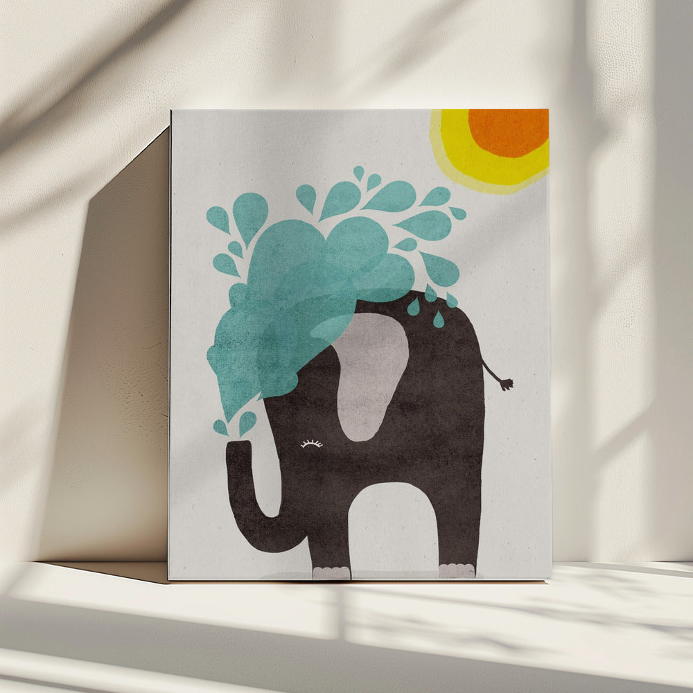 Elephant Splashing | Canvas