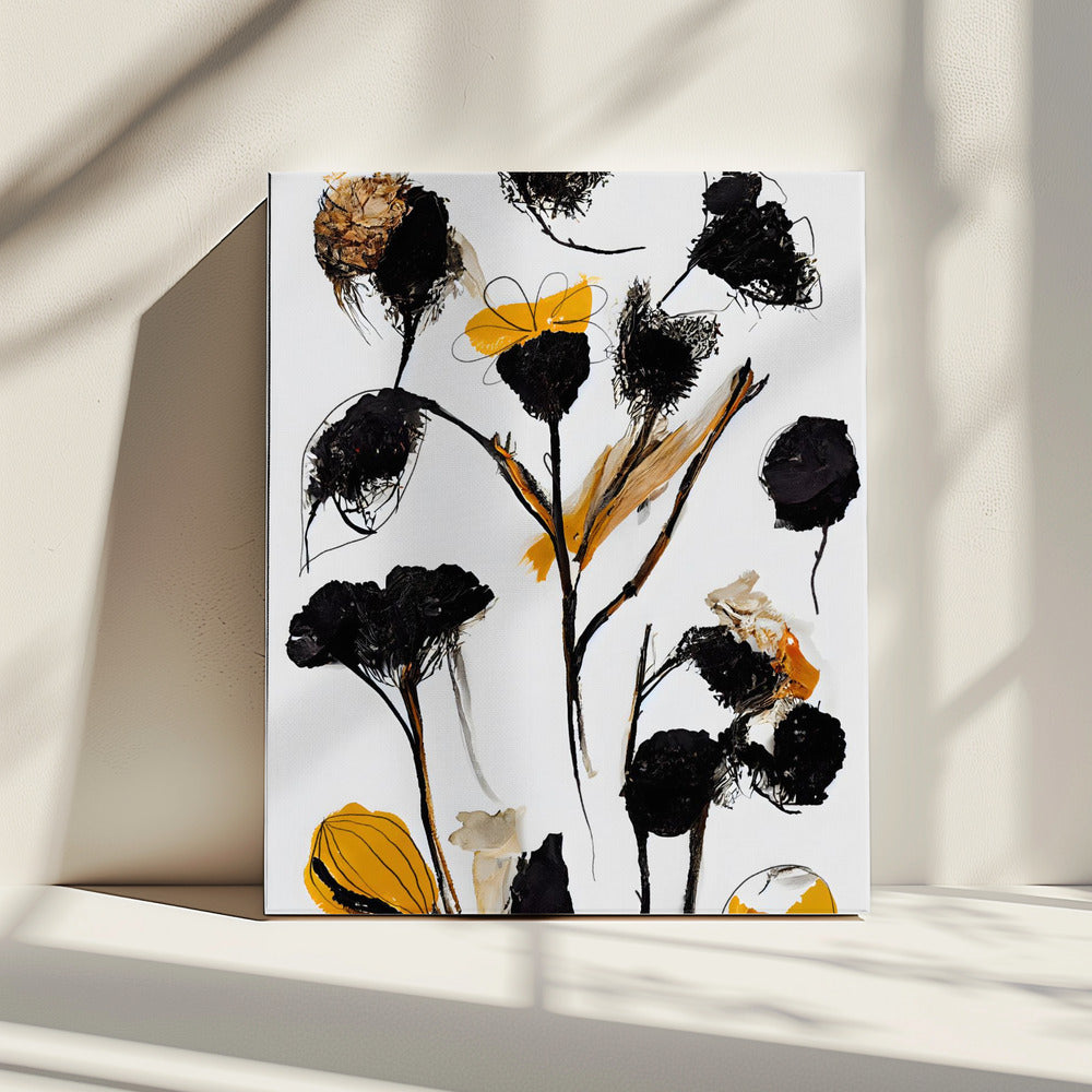 Schwarze Trockenblumen | Leinwand
