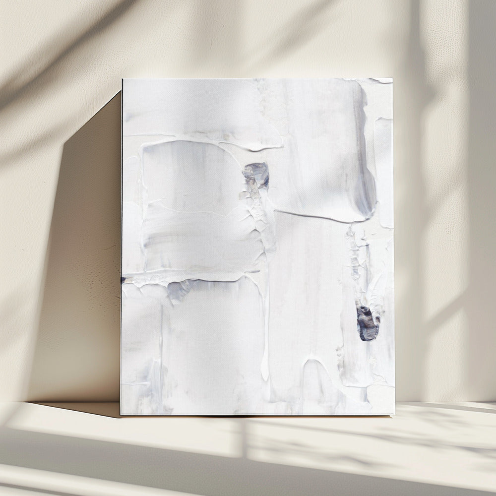 Expressionistische weiße und graue Pinselstriche | Leinwand