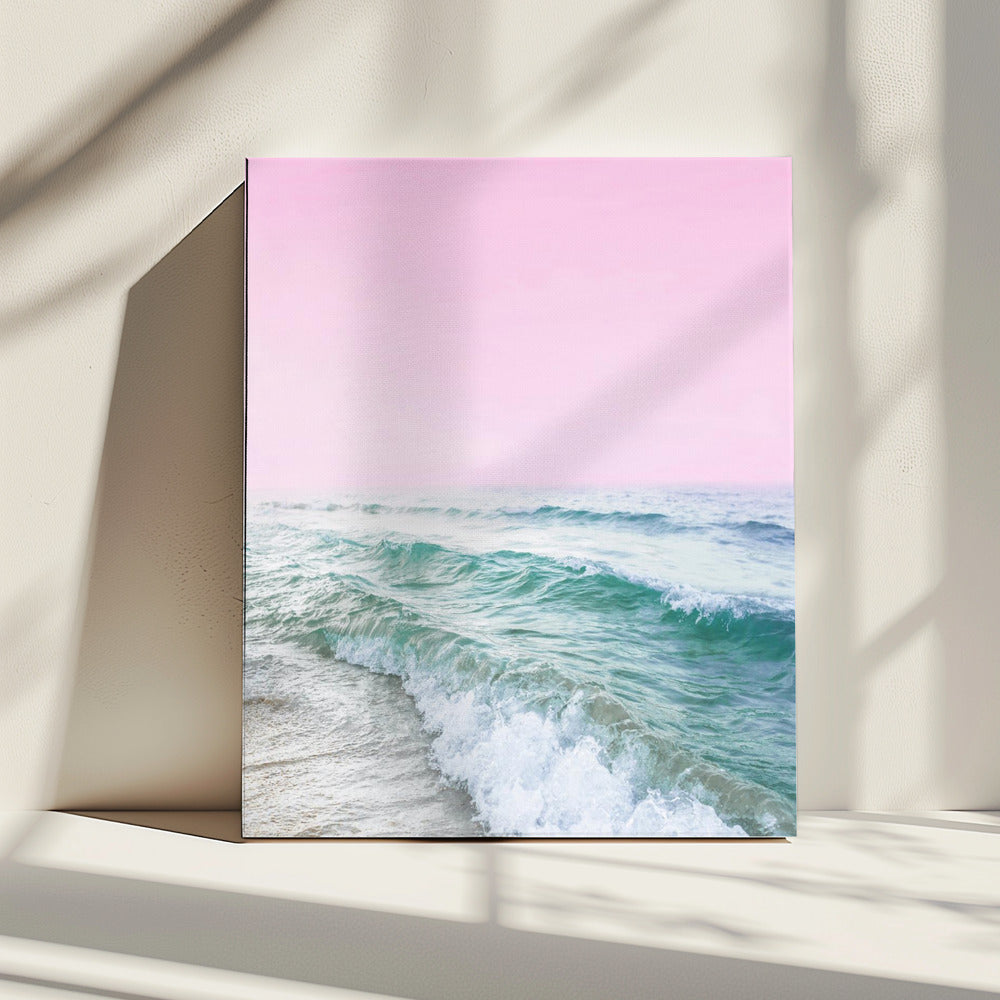 Rosa Himmel Strand | Leinwand
