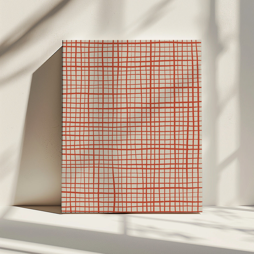 Red Grid Harmony | Canvas