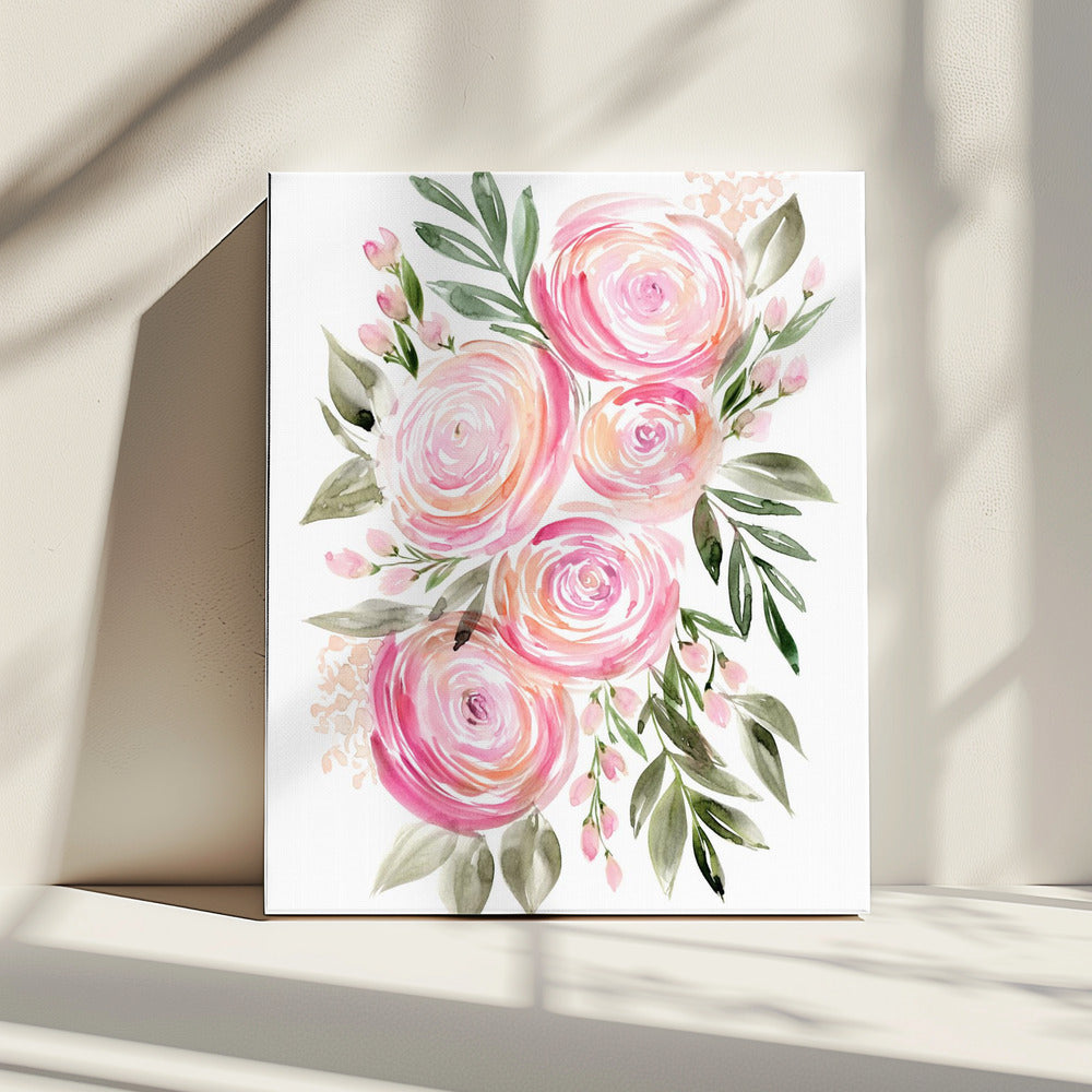 Begonie rosa Ranunkeln Strauß | Leinwand