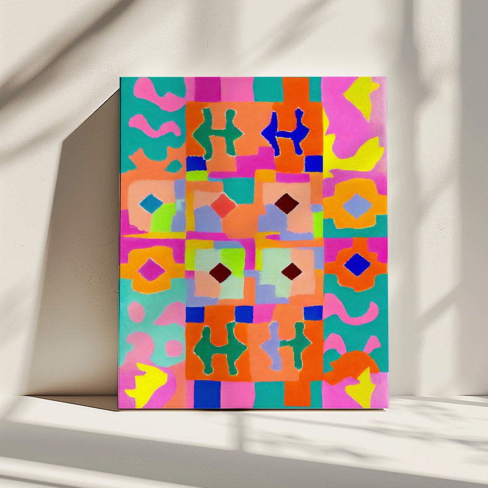 Lebhafter geometrischer Wandteppich | Leinwand