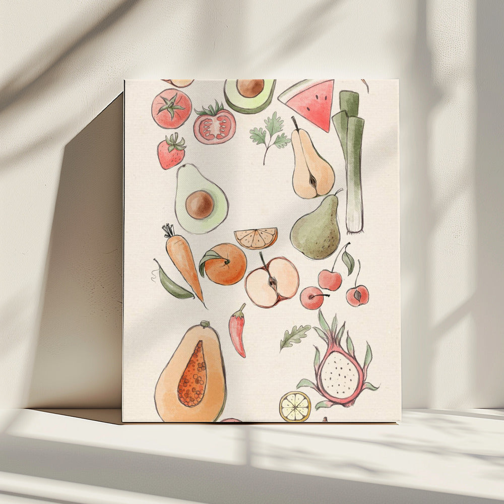 Tropische Gemüseillustration | Leinwand