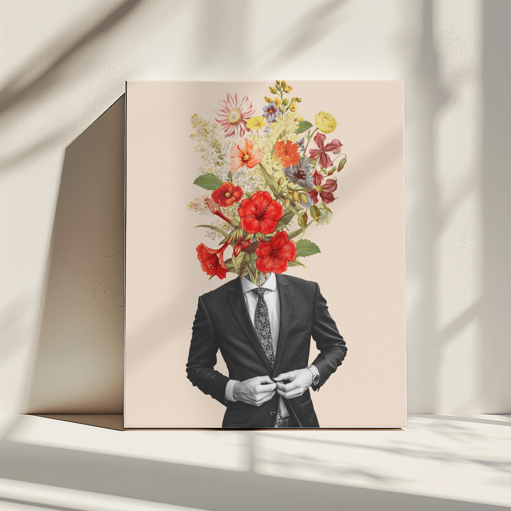 Mann in roten Blumen | Leinwand