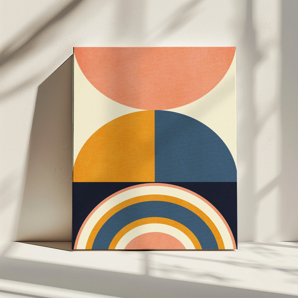 Rainbow Plus Shapes Blue Mustard10 | Canvas
