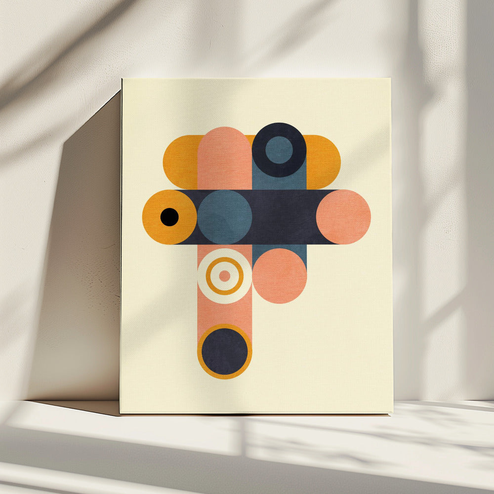 Rainbow Plus Shapes Blue Mustard8 | Canvas