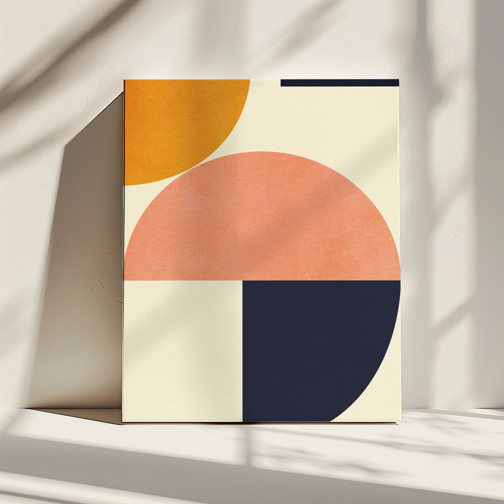 Rainbow Plus Shapes Blue Mustard2 | Canvas