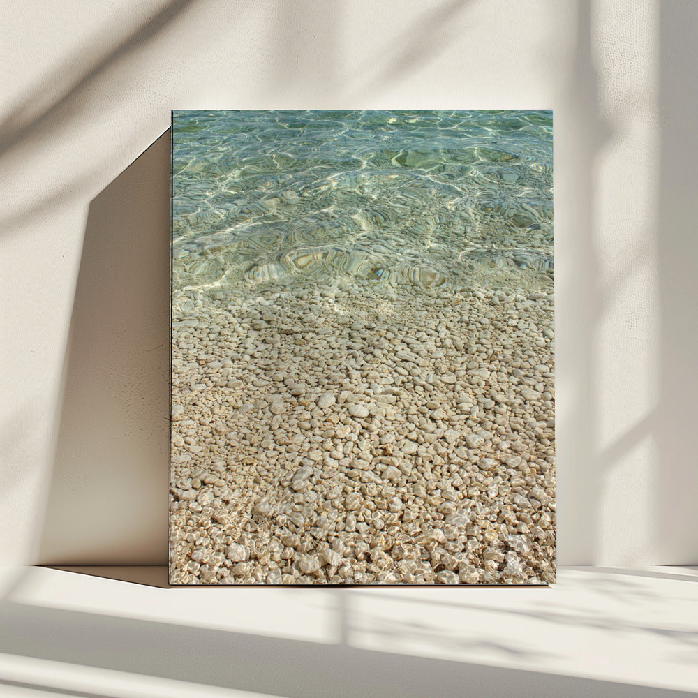 Aqua Ocean und Goldene Kieselsteine | Leinwand