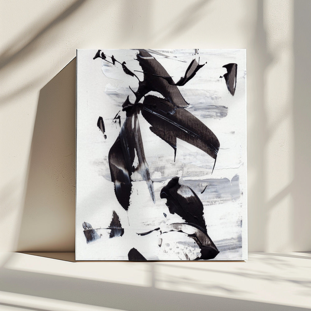 Monochrome dynamische Pinselstriche | Leinwand