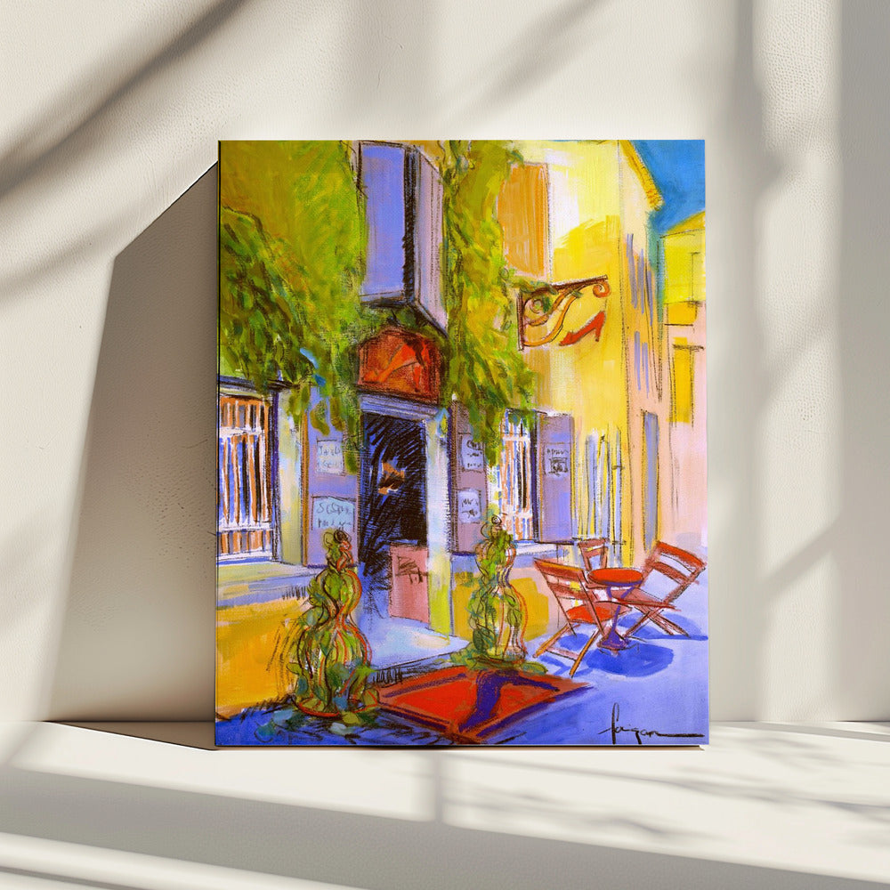 Sunny Courtyard Café | Leinwand