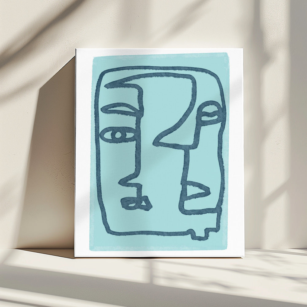 Blaue abstrakte Gesichter | Leinwand