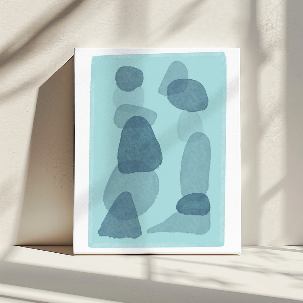 Aquarellflecken blau abstrakt minimal moderne Kunst | Leinwand