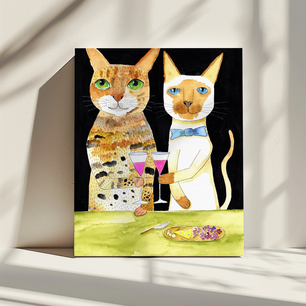 Katzen trinken beste Freunde | Leinwand