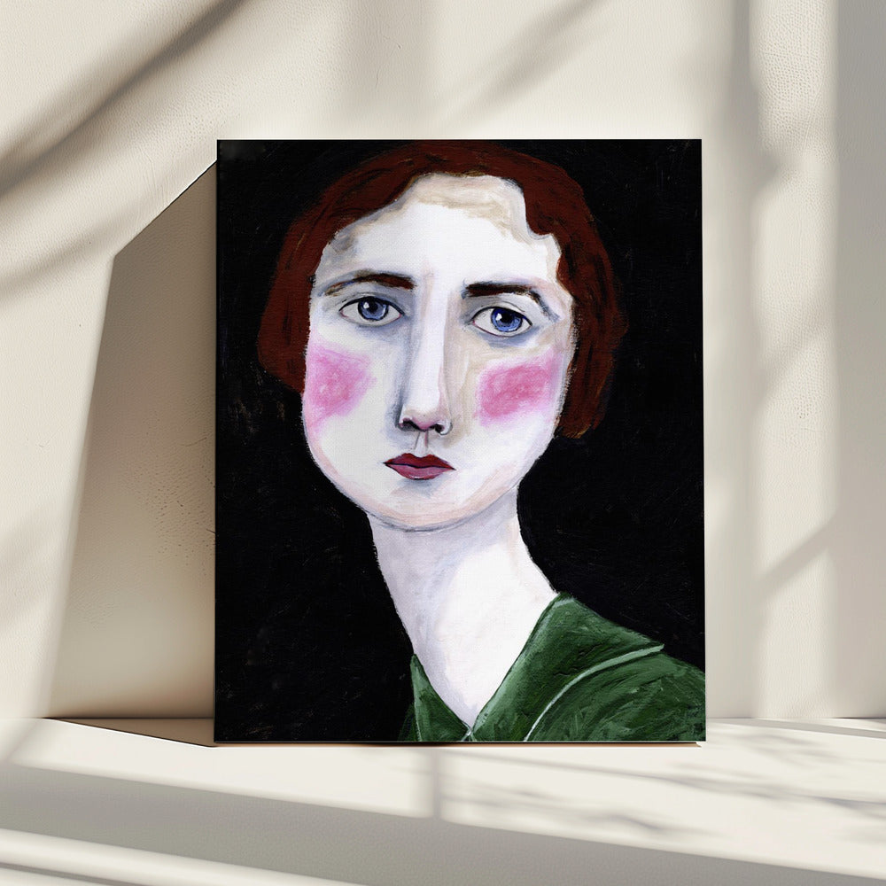 Vintage Frau mit rosa Wangen | Leinwand