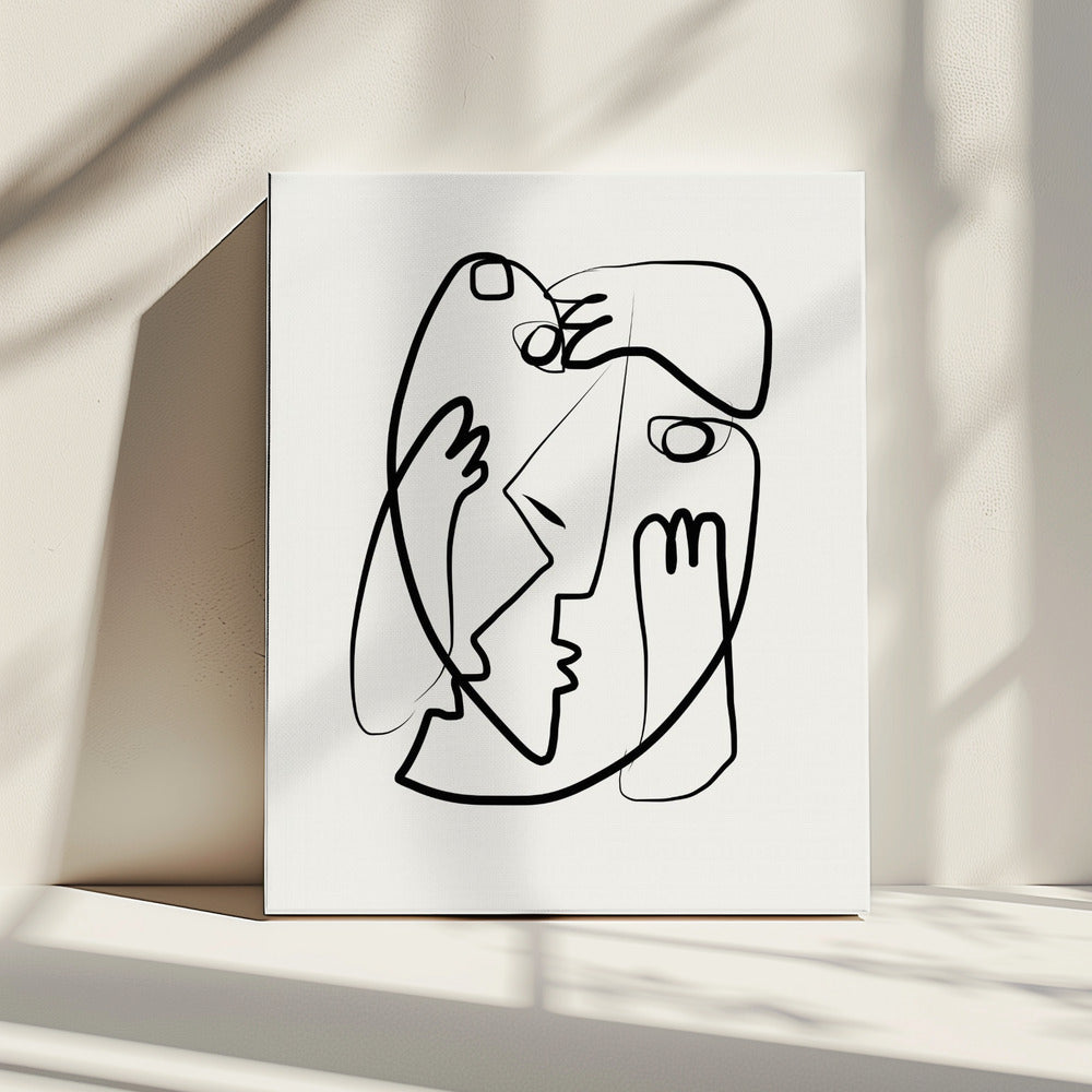 Verschlungene Gesichter im minimalistischen Stil | Leinwand