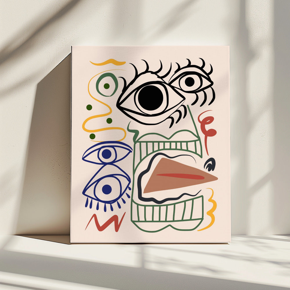 Line Art Bizarres Totem | Leinwand
