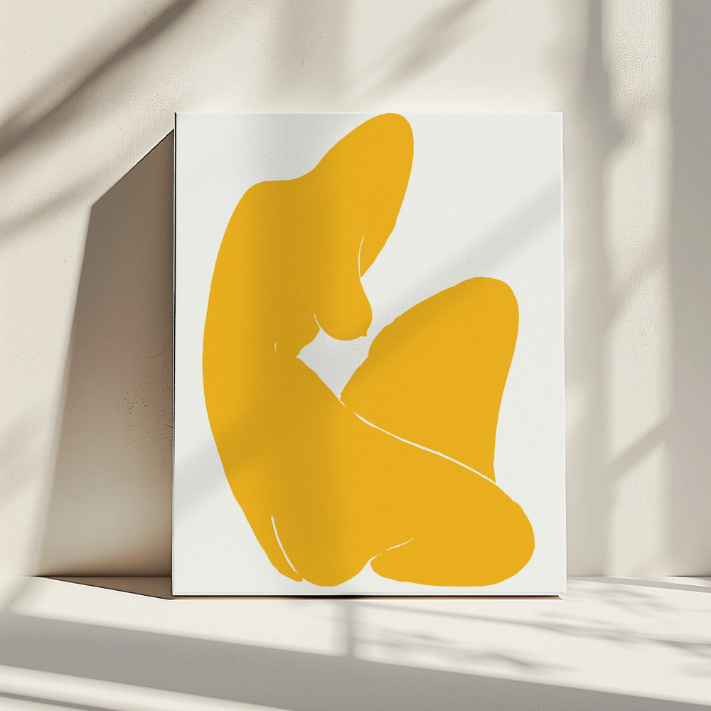Gelbe Silhouette einer weiblichen Figur | Leinwand