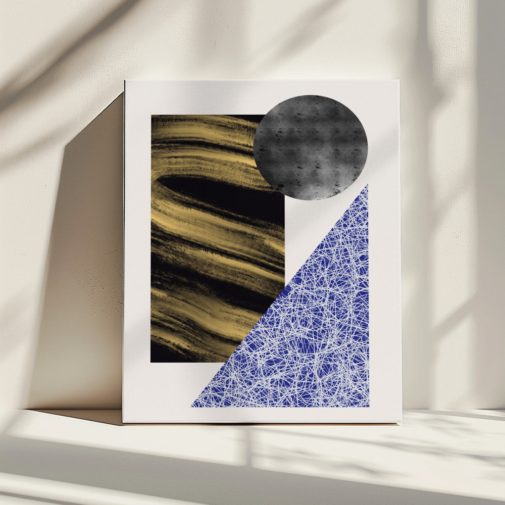 Geometrische Formen mit einer schwarz-goldenen Struktur | Leinwand