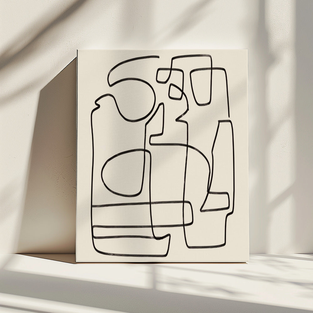 Warme abstrakte Linienkunststudie | Leinwand