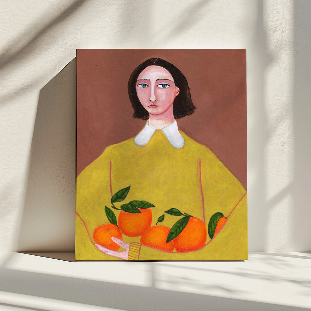 Dame mit Orangen | Leinwand