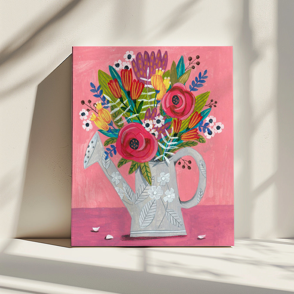 Gießkanne mit Blumen | Leinwand