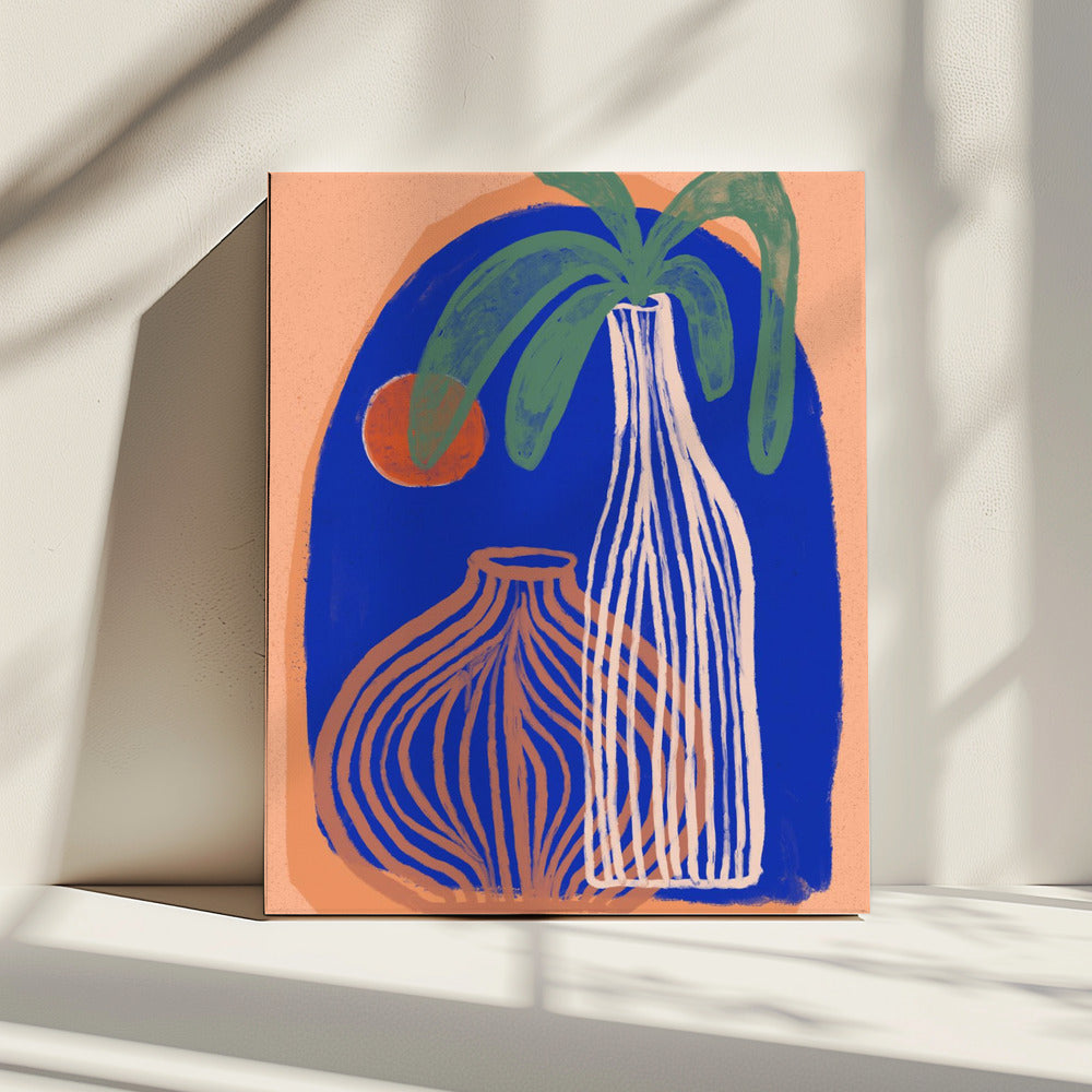 Blaue Oasis Vasen | Leinwand