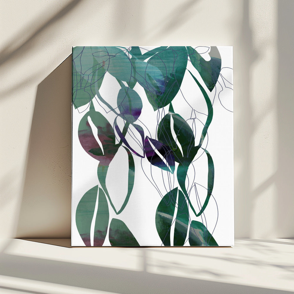 Botanische Blattdruckkunst in Marineblau 4 | Leinwand