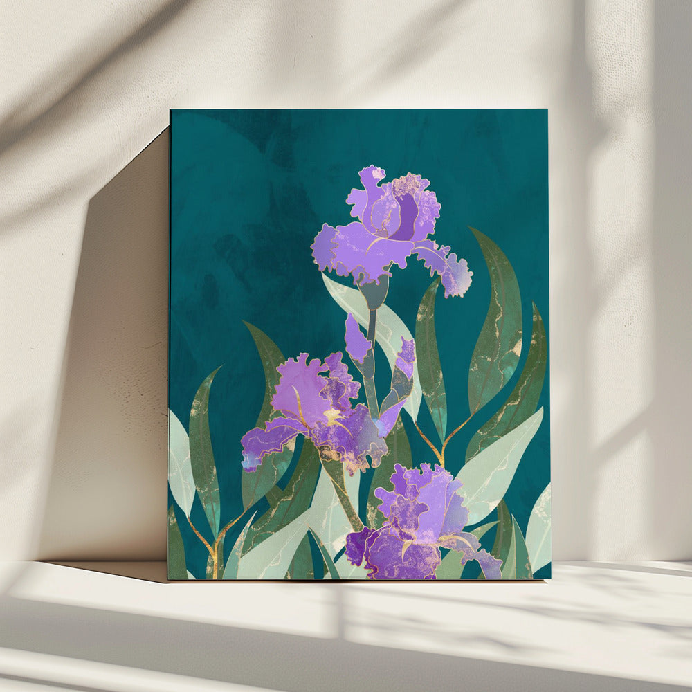 Irisblüte Türkis | Leinwand