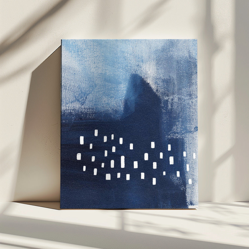 Blue Hues And White Rectangular Elements | Canvas