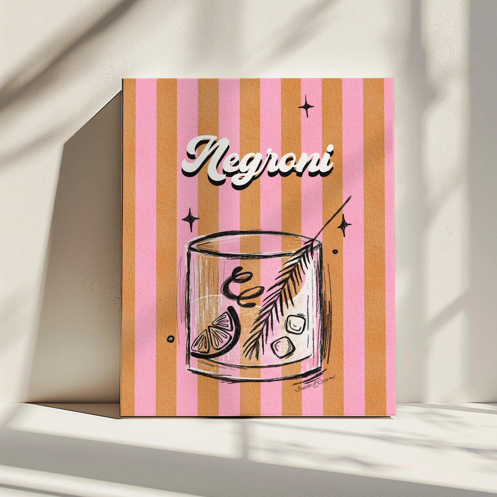 Negroni Drink auf Streifen | Leinwand