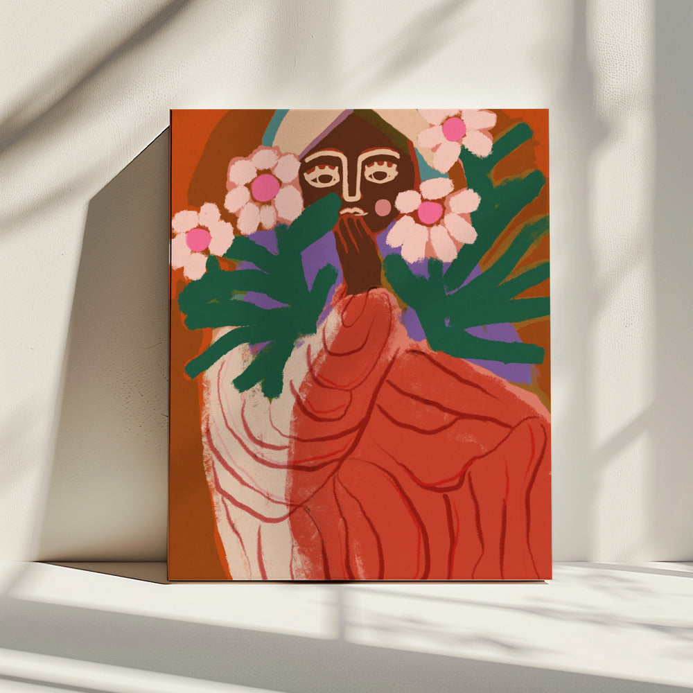 Schüchternes Blumenmädchen | Leinwand