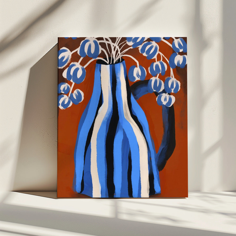 Gestreifte Vase Blüten | Leinwand