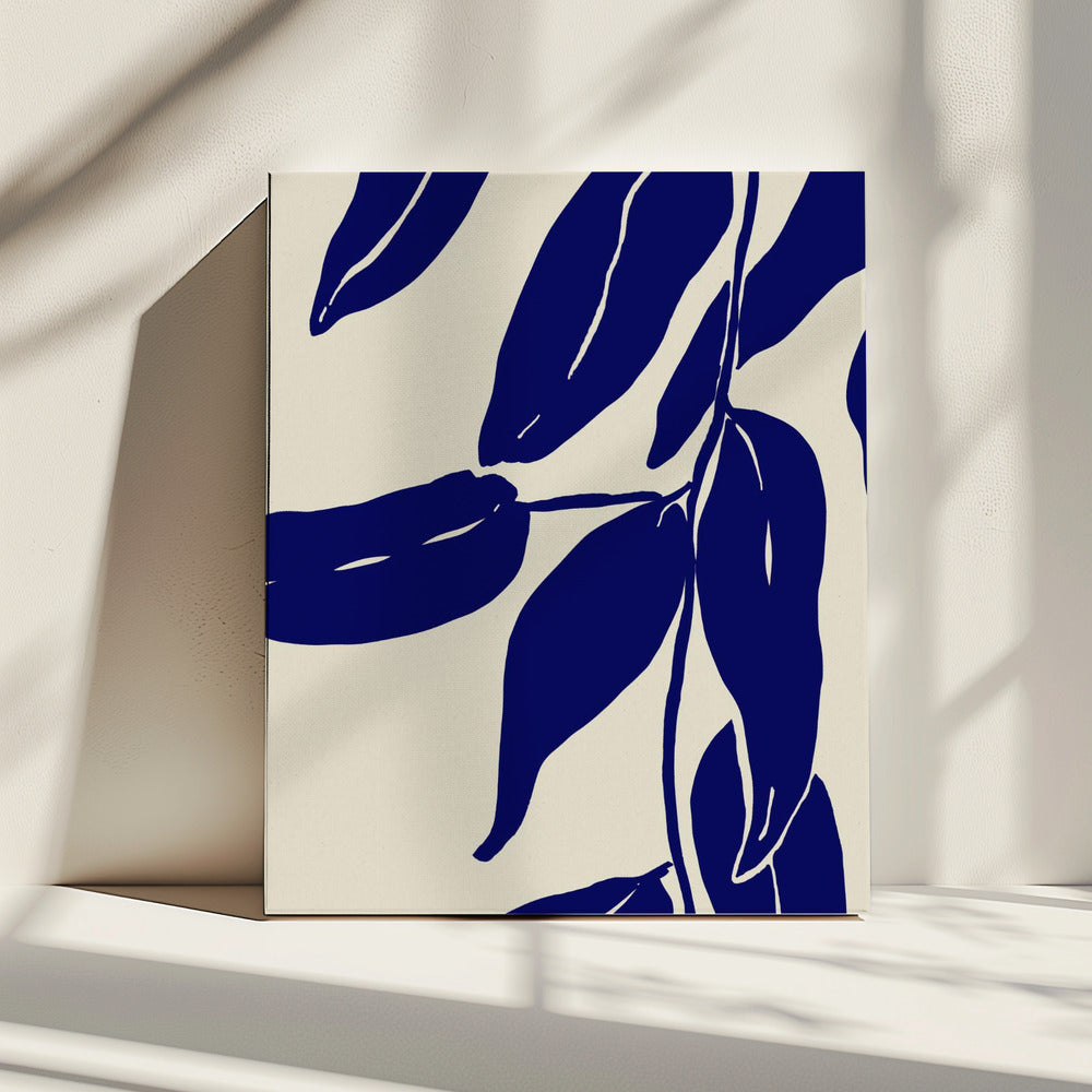 Indigo Blätter Tanz | Leinwand