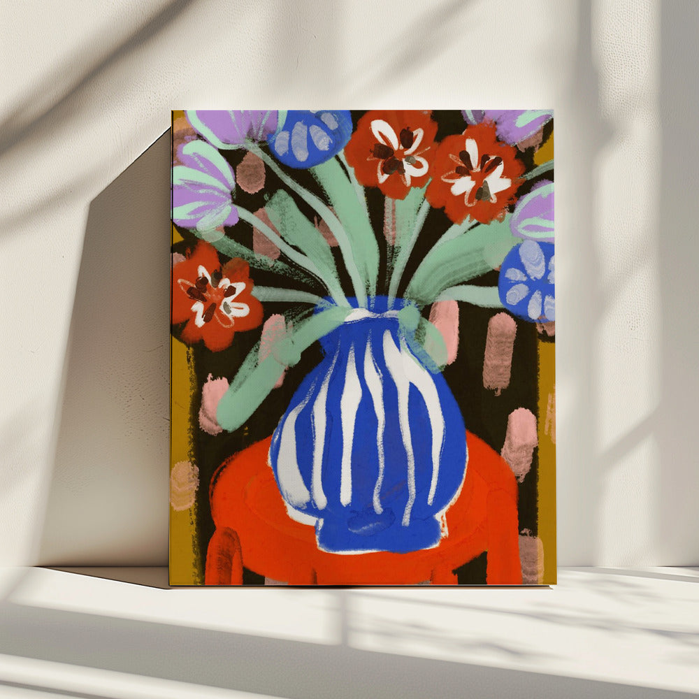 Vase mit fröhlichen Blüten | Leinwand