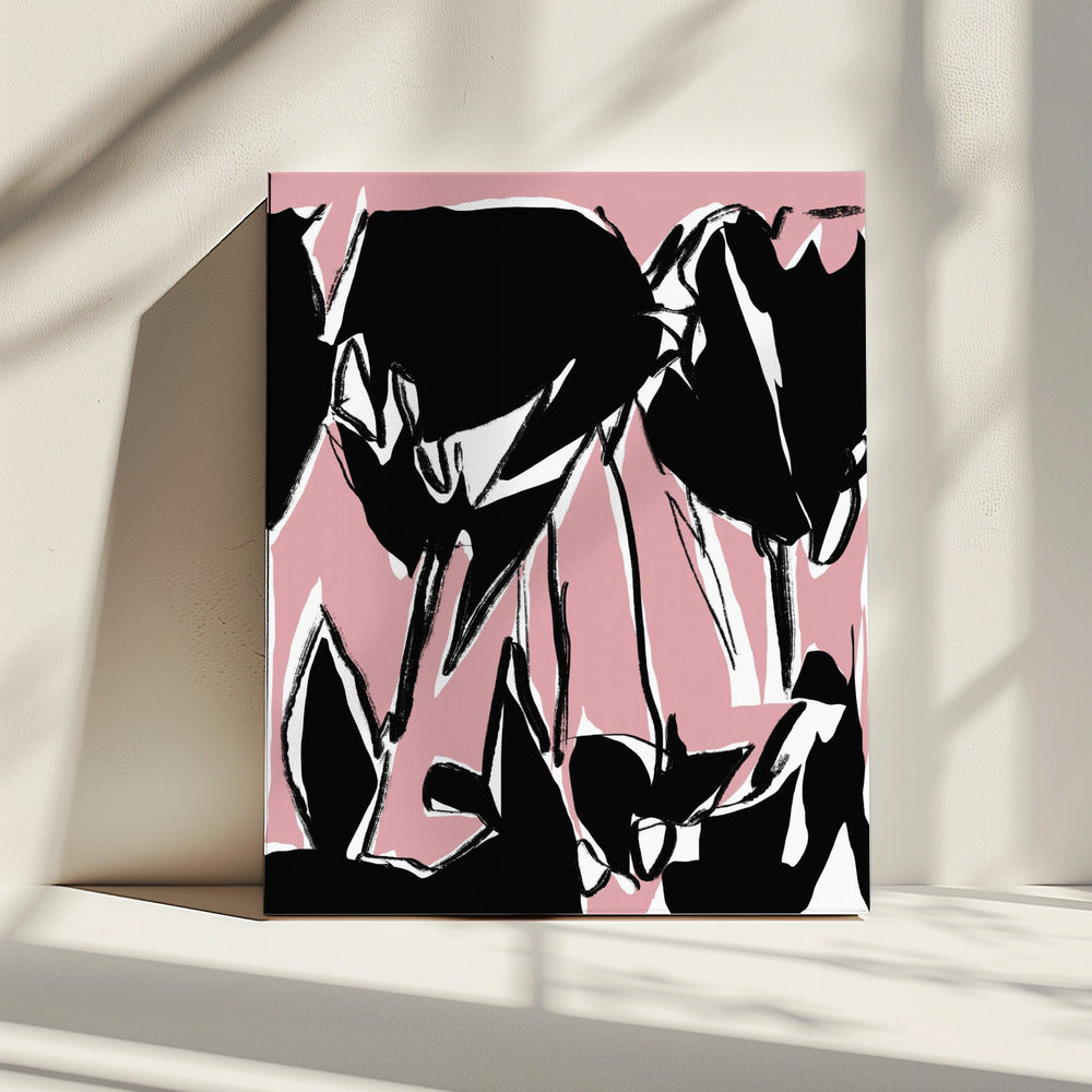 Schwarze rosa Tulpen | Leinwand