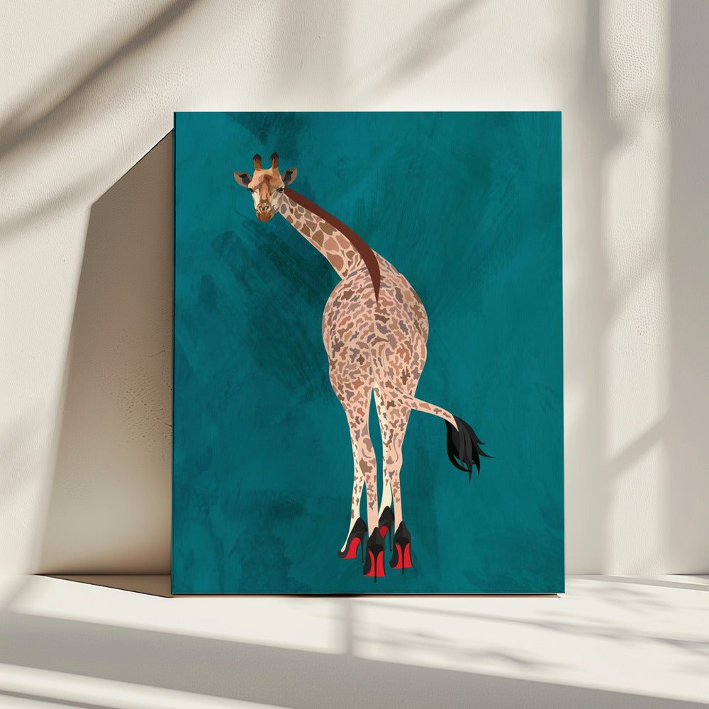 Schrullige Giraffe Grün | Leinwand