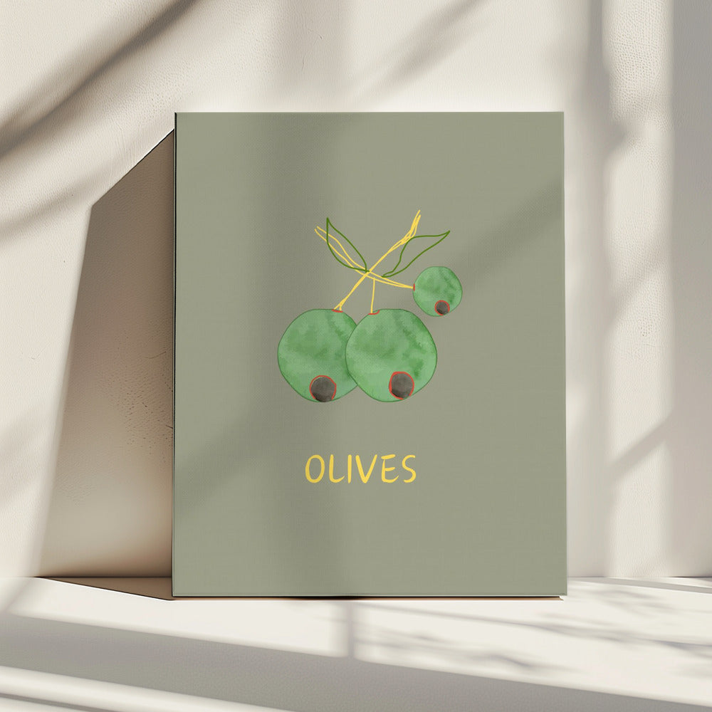 Oliven in Grün | Leinwand