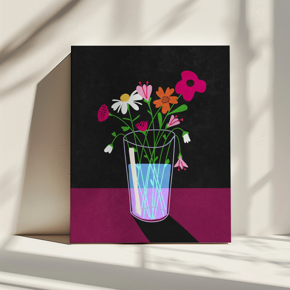 Blumen leuchten im Dunkeln | Leinwand