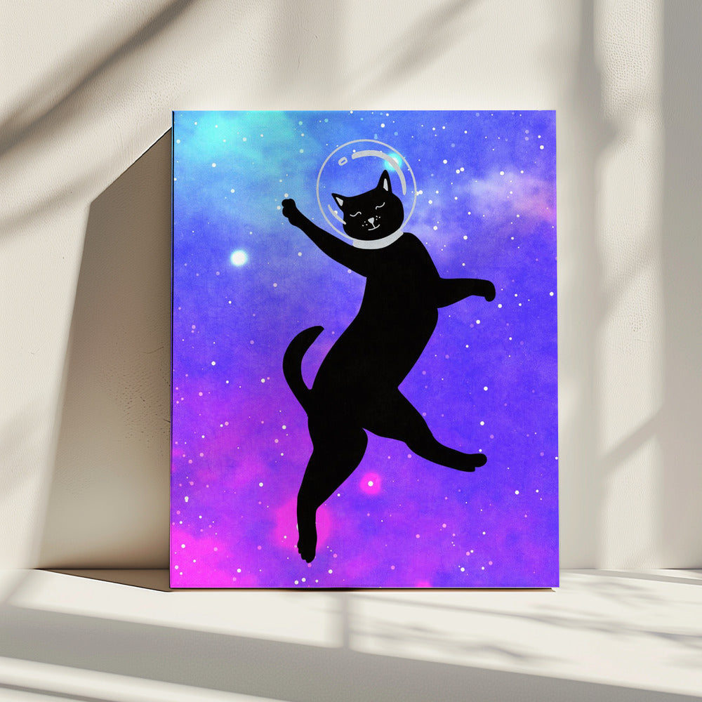 Glückliche Weltraumkatze | Leinwand