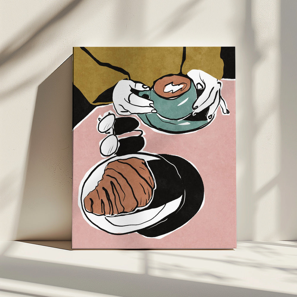 Croissant und Milchkaffee | Leinwand