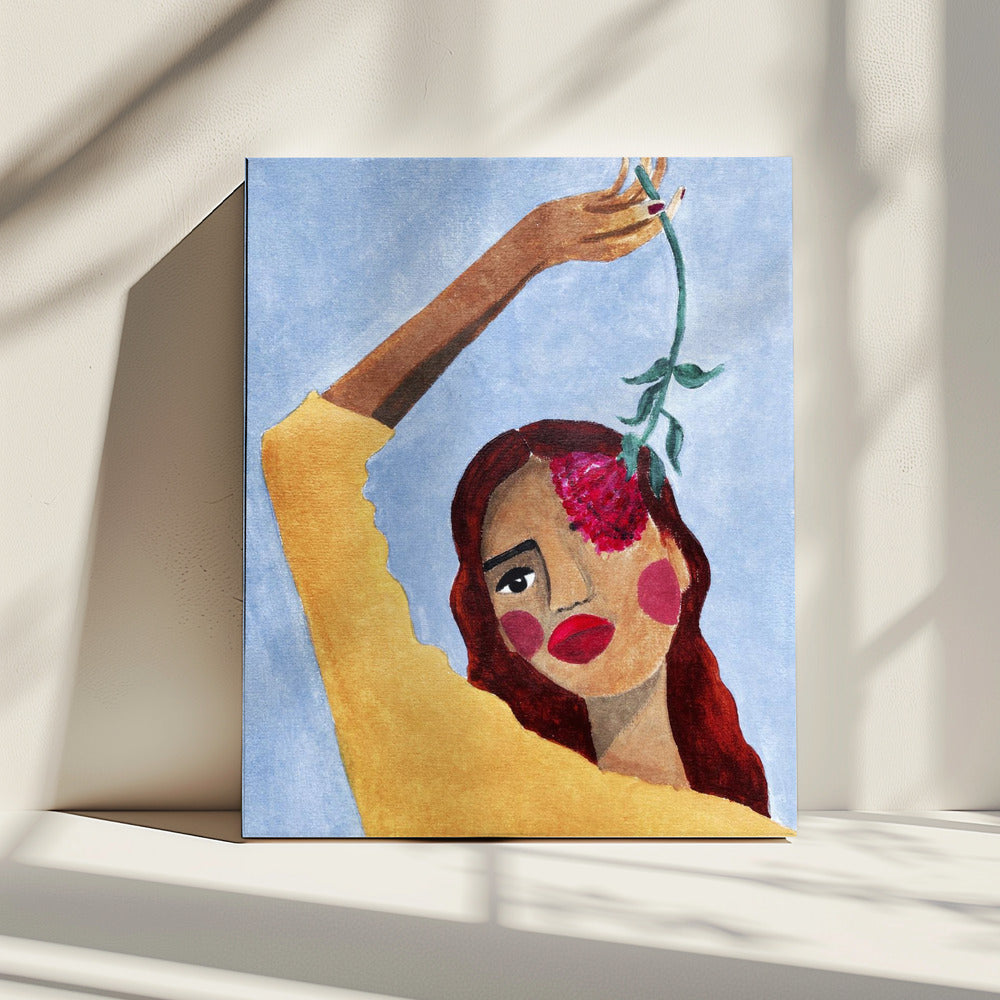 Magda mit Blume | Leinwand