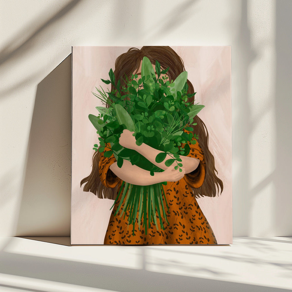 Mädchen mit Blumenstrauß | Leinwand