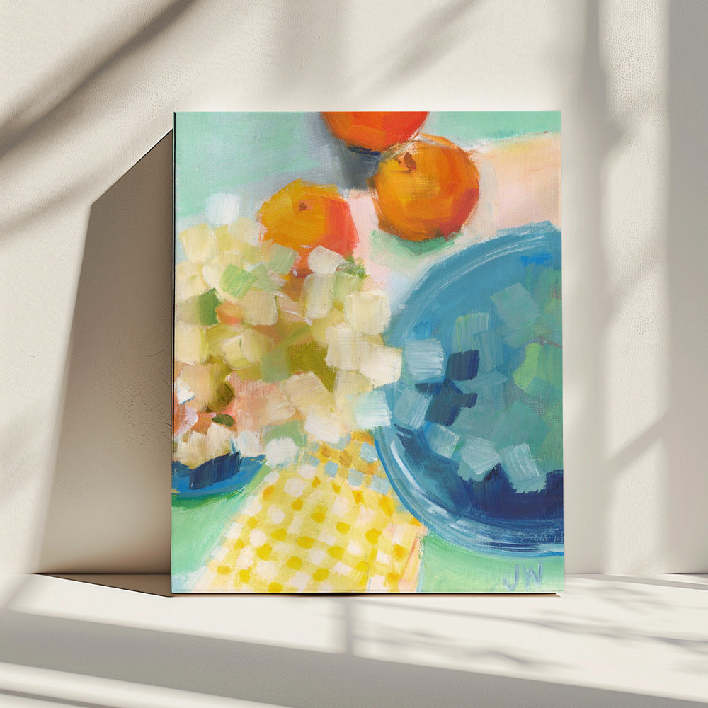 Orangen und Hortensien | Leinwand