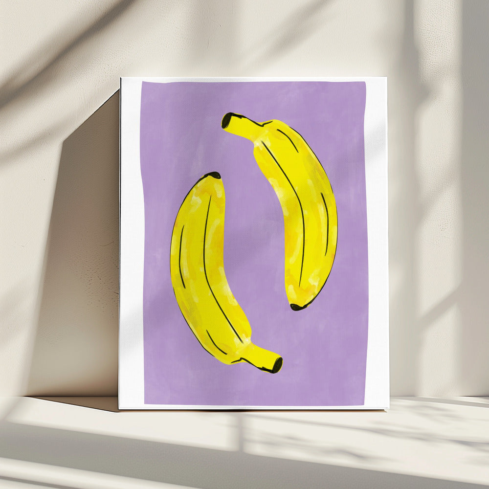Zwei leuchtend gelbe Bananen | Leinwand