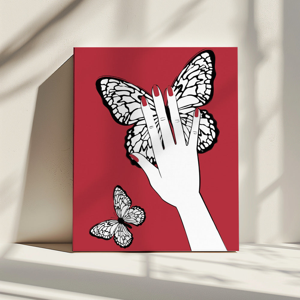 Hält einen Schmetterling | Leinwand