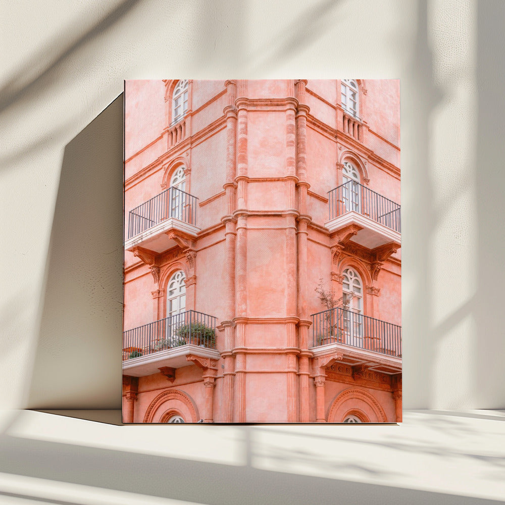 Pastellrosa Umbrien | Italien Reisefotografie | Leinwand