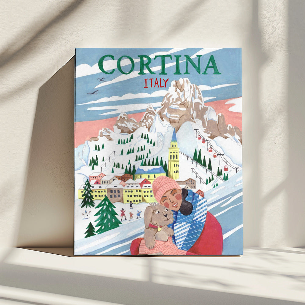 Reiseposter Frau in Cortina, Italien | Leinwand