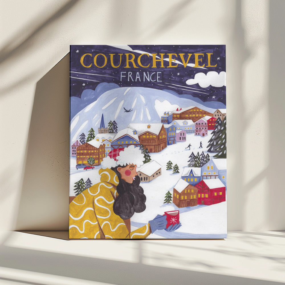 Reiseposter Frau in Frankreich, Courchevel | Leinwand